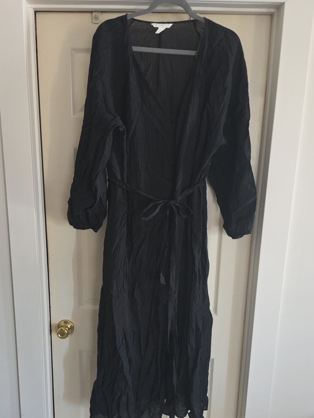 H&M Black Maxi Wrap Dress with Tie Waist